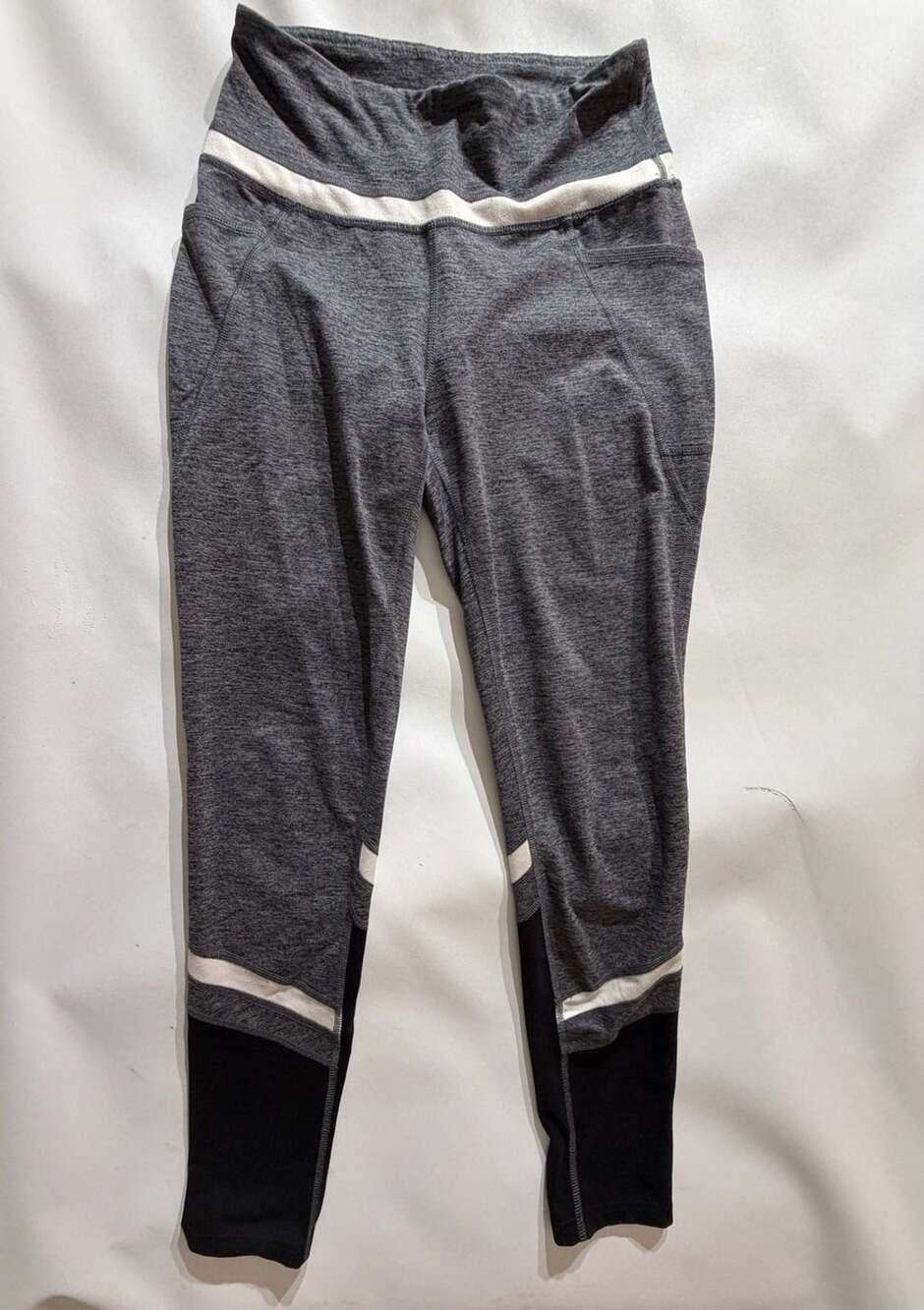 Tek Gear DryTek Heather Grey & Black Colorblock Leggings Womens Medium